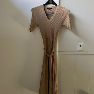 Ann Taylor Size Small Petite belted sweater dress light brown